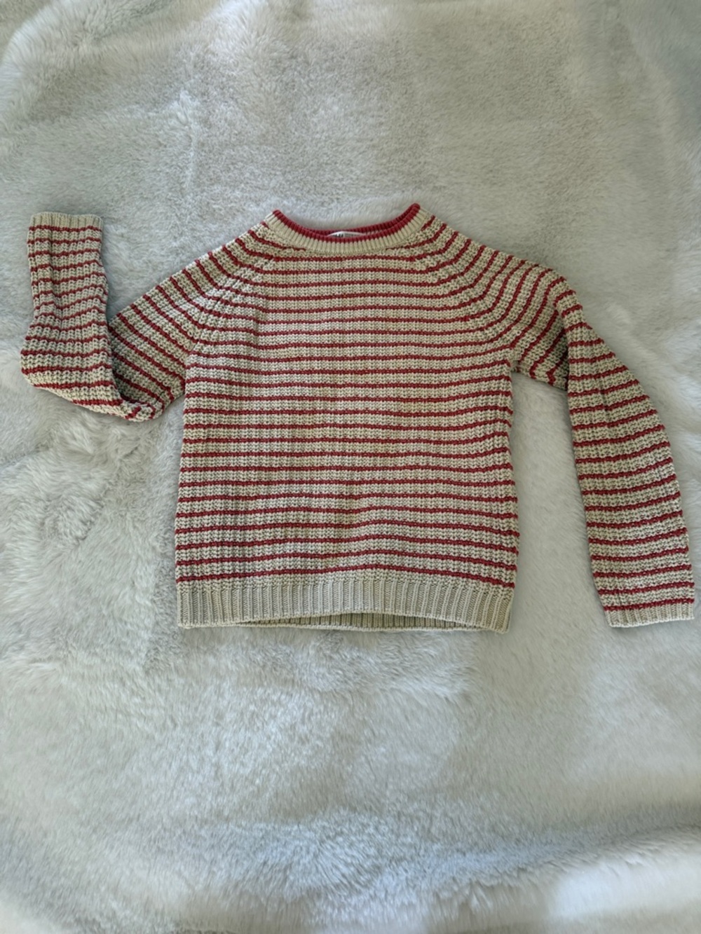 H&M Cream & Red Striped Knit Sweater